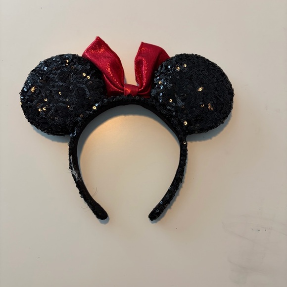 Disney Black Sequin Ears with Red Bow Headband - Picture 2 of 2